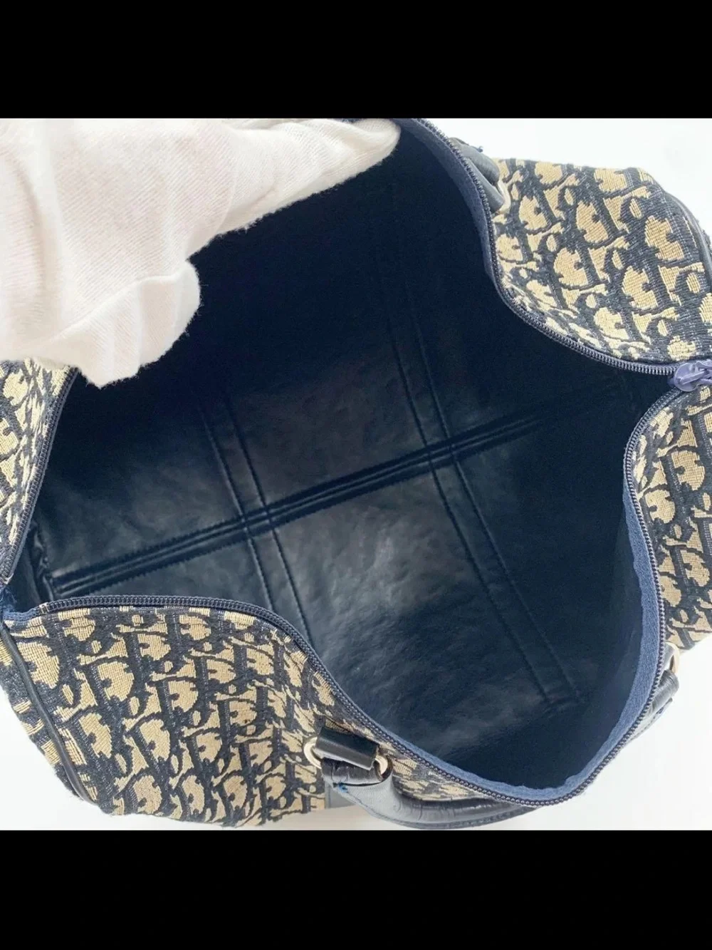 Dior Beige & Navy Oblique Monogram Weekender